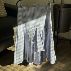 Nordstrom Blue and White Striped Asymmetrical Tiered Midi Skirt